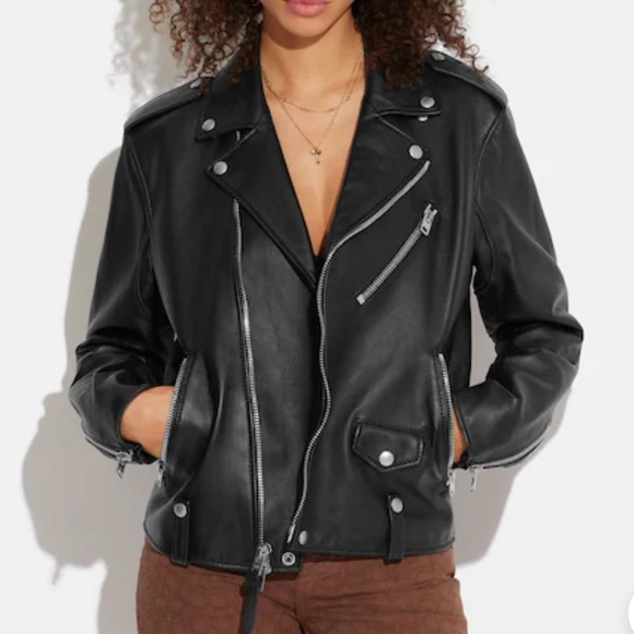 Coach leather moto jacket - Picture 1 of 8
